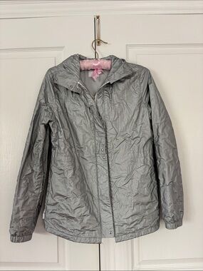 Lacoste Lightweight Silver Hooded Jacket with Drawstring
